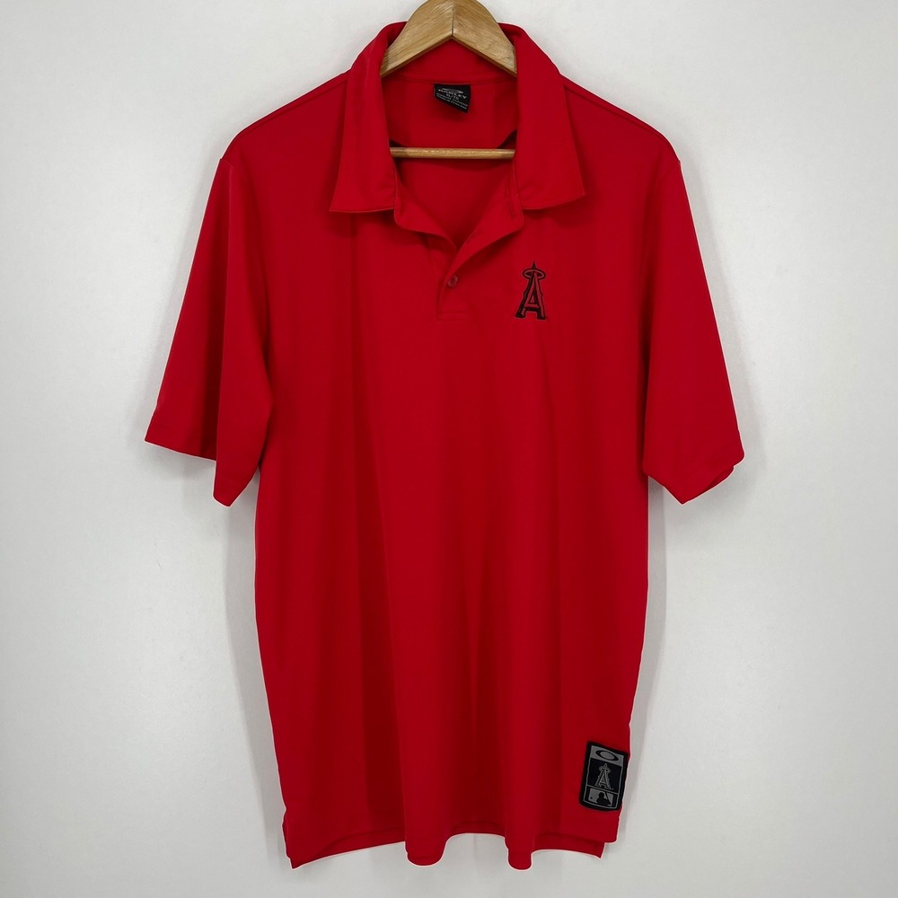 Oakley Mens MLB Los Angeles Angels Red Performance Polo Shirt XL
